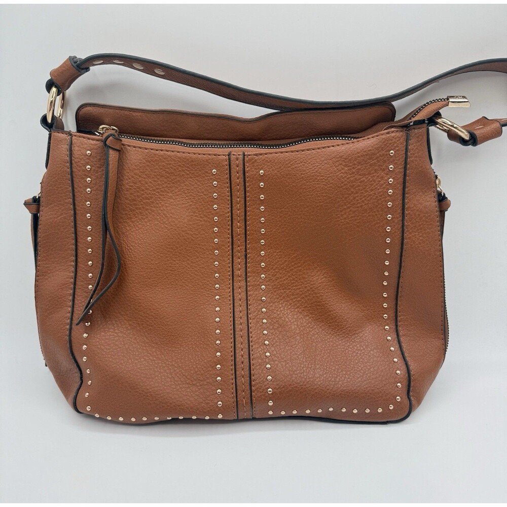 MONTANA WEST Studded Saddle Tan Leather Purse‎ Concealed Carry Handbag cognac